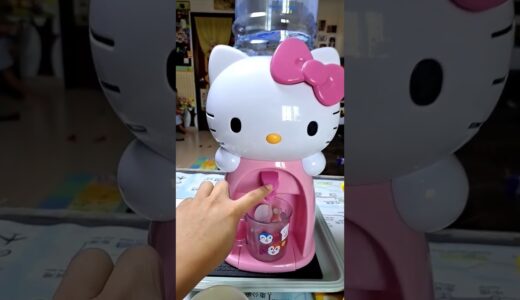 Satisfying Sounds of MINI HELLO KITTY water Dispenser ASMR Refilling water in glass #asmr #trending